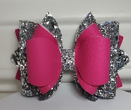 Pink & Silver Tumbler Bow Topper