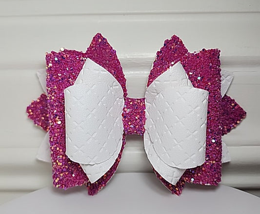 Pink & White Tumbler Bow Topper