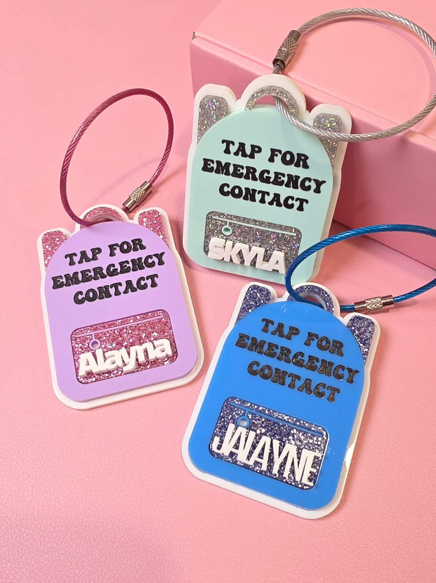 Custom NFC Emergency Contact Backpack Tag