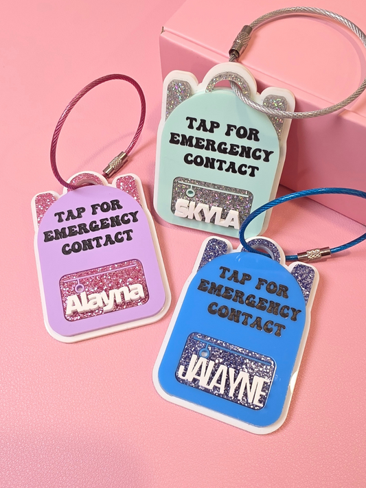 Custom NFC Emergency Contact Backpack Tag